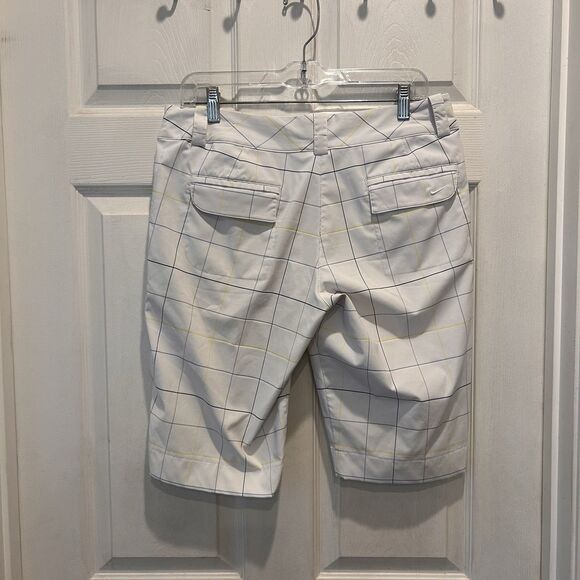 Nike Dri-Fit Golf Long Knee Shorts Stretch Windowpane Plaid Multi White 8 - Picture 5 of 8